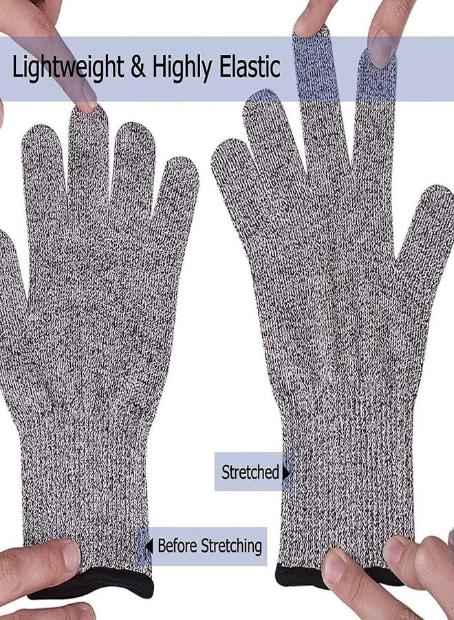 Mizzo Anti Cutting Cut Resistant Hand Safety Gloves Cut-Proof Level 5 Protection With Rubber Grade Finishing For Women Kitchen Food Vegitables, Gardening Care, Industrial (Free Size, Grey), Pack of 1 - Image 5